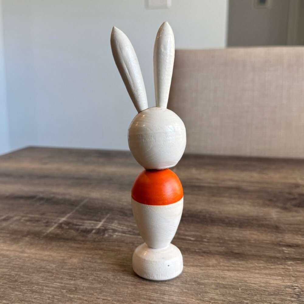 Vintage Wood Bubble Head Bunny Rabbit, Made in Korea. - Picture 3 of 7